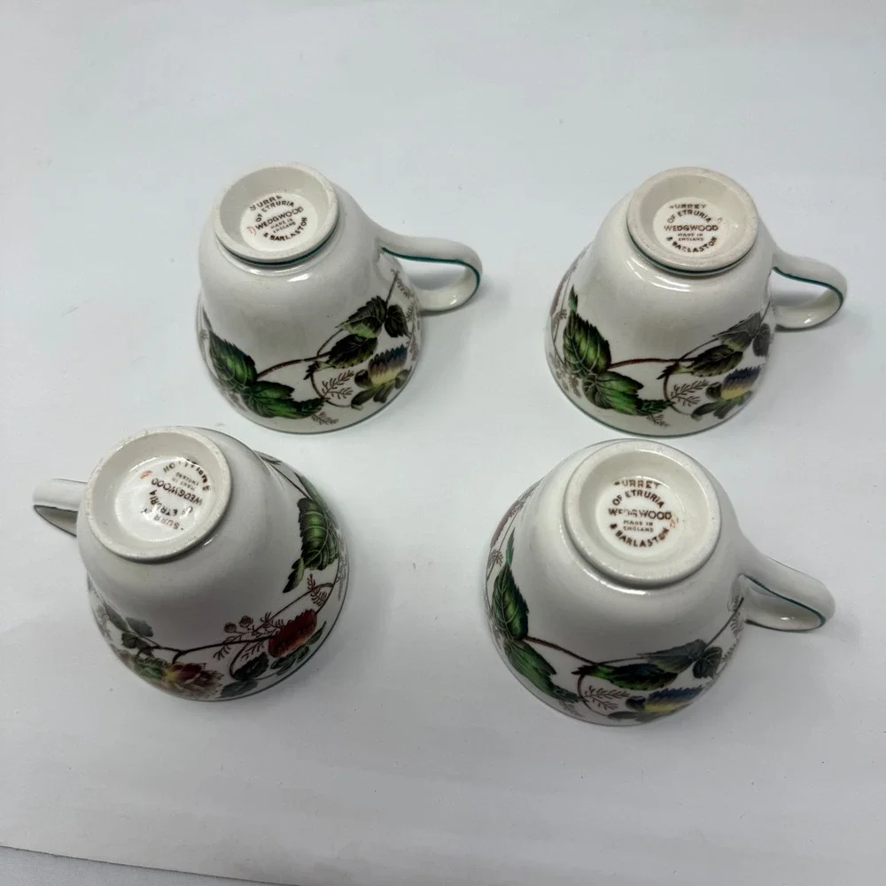 Wedgwood of Etruria Barlaston Surrey Teacups Set of 4 Floral Botanical